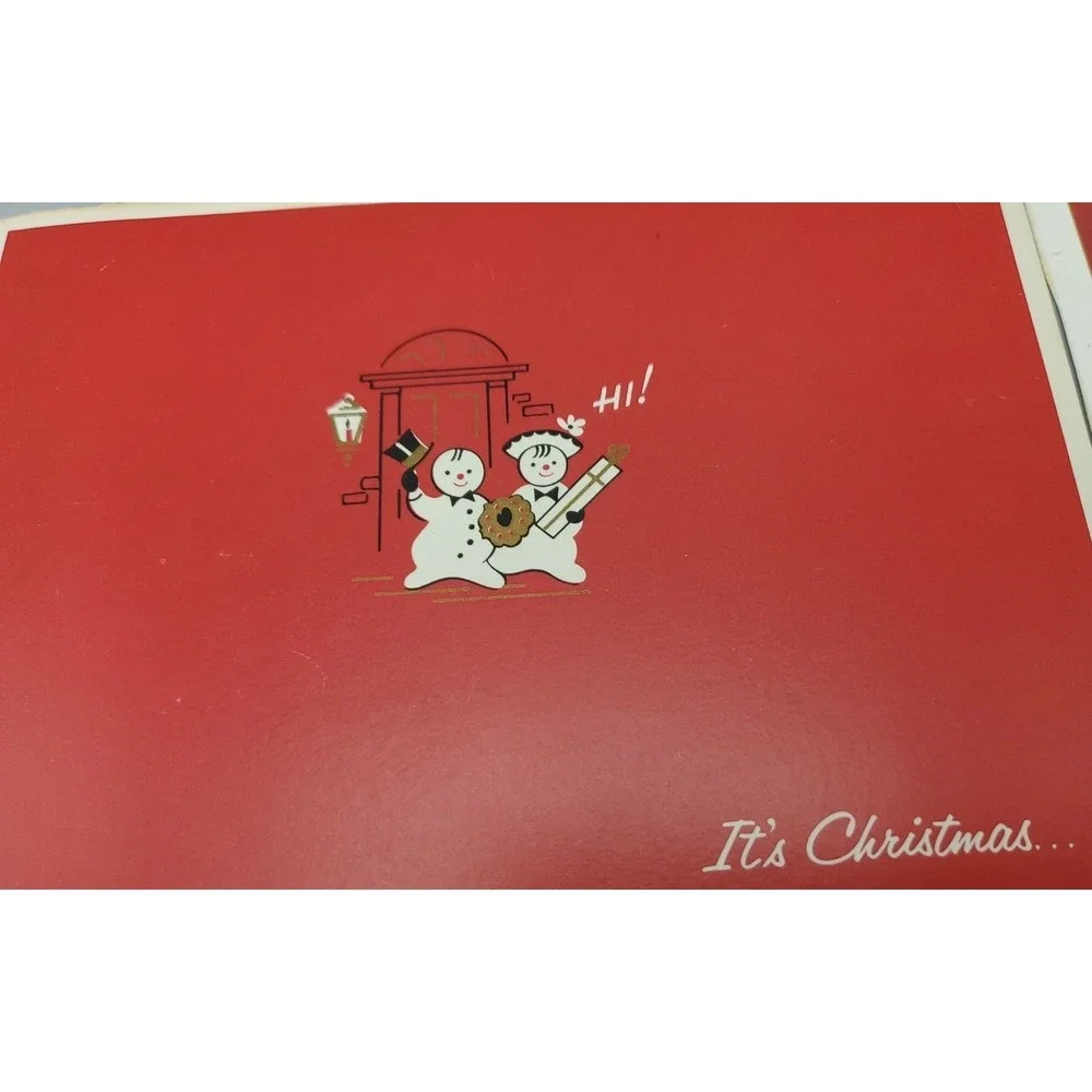7 Old‎ Vintage Used Greeting Card Fronts Christmas Cute Kawaii cat dog Snowman